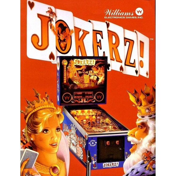Jokerz Pinball FLYER 1988 Original NOS Art Print Playing Cards Theme - Picture 2 of 4